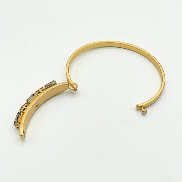 Madewell Multi-Shape Grey Green Crystal Gold Tone Hinged Hook Bangle Bracelet - Picture 3 of 10